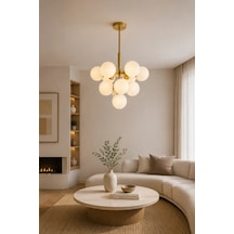 Modern Premium 11'li Gold Opal Küre Avize Modern Sarkıt Avize Salon Yemek Odası Avizesi 11xe14
