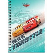 Cars 80 Yaprak Çizgili A6 Not Defteri Spiralli - 3 Adet Çok Renkli