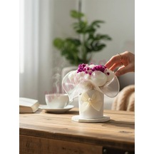 Mumelia Pastel Çiçekler - Doğal Soya Rose Gold Kutulu Mini Mum Buketi - Beyaz