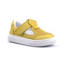 Rakerplus Hakiki Deri Sarı Cırtlı Bebek Sneaker Sandalet Sarı