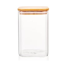 1100ml Sızdırmaz Vakumlu Bambu Kapaklı Borosilikat Cam Kavanoz Hava Geçirmez & Dayanıklı Şeffaf