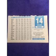 14 Ocak 2001 Takvim Yaprağı - Nostalji Koleksiyonluk Takvim Yaprağı