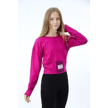 Toontoy Kız Çocuk Baskılı Sweatshirt Fuşya