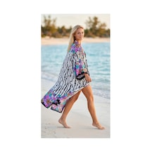 Lila Mare Saten Kumaşlı Handmade Beachwear Yazlık Kimono Standart Bedenlere 36-44 Arası Uygundur Renkli Renkli