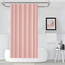 Pembe Banyo Perdesi 180x200 Duş Perdesi Tek Kanat Pudra CHalkalı Pudra
