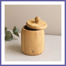 Bezos Kapaklı Ahşap Bambu Şekerlik 7.5 X 8.5 Cm Nıda