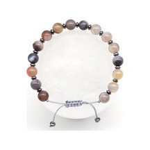 Alibaba Doğaltaş Botswana Akik Doğal Taş Makrome Örme Bileklik Kesim Çok Renkli