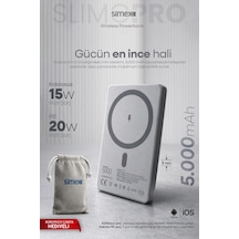 Simex İphone Uyumlu 5000mah Magsafe 20w Kablosuz Powerbank Şarj Cihazı Taşınabilir 17 16 15 14 13 12 P Max Standart