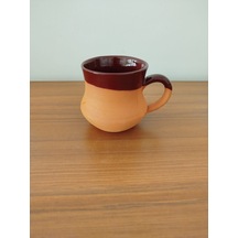 Toprak El Yapımı İçi Sırlı Soğuğu Koruyan Kupa Bardak 230 Ml.