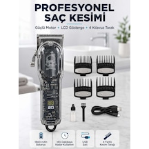 Profesyonel Erkek Tıraş Makinesi Güçlü Motorlu Lcd Göstergeli 1800 Mah Bataryalı Usb Şarjlı Saç Kesme Makinesi