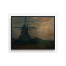 Mondrian Ay Işığında Oostzijdse Değirmeni Çerçevesiz Poster 30x42 Cm A3 Tablo Modern Sanat