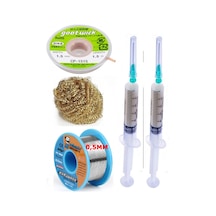 Mechanic/ Lehim Sn63/pb37 40g 0,5mm Havya Ucu Temizleme Teli Lehim Toplama Cp-1515 Emme Teli 1,5mm Set04