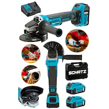 Schatz Brushless Motor 21v 3.0 Ah Çift Akülü Spiral Taşlama Makinesi Devir Ayarlı Şarjlı Taşlama 125mm Mavi