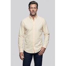 Bisse Sarı Regular Fit Cepsiz Uzun Paşa Yaka Gömlek Gmoks261001 D17
