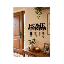 Dekoratif Metal Anahtarlık Askılığı Home Sweet Home Duvar Tipi Anahtar Tutucu 10 Kancalı Anahtarlık Siyah Anahtarlık