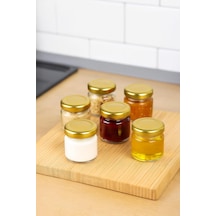 6 Adet 40 Ml Gold Metal Kapaklı Şeffaf Numune Mama Ek Gıda Şekerleme Reçellik Küçük Cam Kavanoz