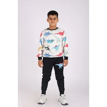 Fyk Kids Erkek Çocuk Yuvarlak Yaka Dinazor Baskılı Alt-üst Pijama Takımı Çok Renkli