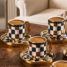 Perotti 16992-1 Rose Dama 6 Kişilik Porselen Fincan Seti 12 Parça Türk Kahvesi Fincanı Takımı-90ml Çok Renkli