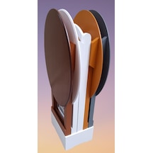 Çanta Zigon Sehpa Oval Dörtlü Model Ahşap Mdf Gri,ceviz,beyaz Ve Hardal Renk Uyumu El Yapımı