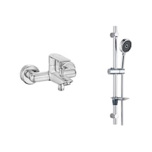 Eca Lia Banyo Bataryası + T-may Kağan Oval Borulu Hareketli Sürgülü Duş Seti Üst Takımı Krom