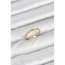 Pirinç Gold Renk Lazer Kesim Kadın Yüzük Çok Renkli