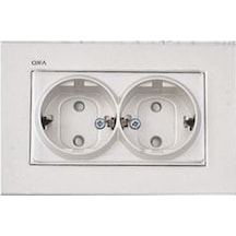 Viko Artline Novella Metalik Beyaz Ikili Topraklı Priz Çerçeveli - 92605658