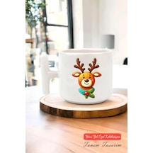 Yeni Yıl Yılbaşı Noel Tasarımlı T Kulp Seramik Kupa 105 Beyaz