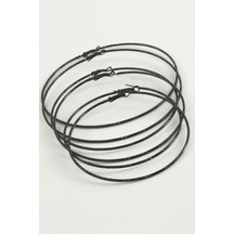 Noktalı - 738 - Metal Halka Küpe 6 - Glblseme - Adet Siyah