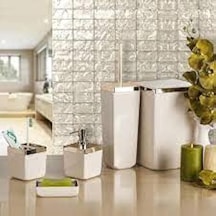 Banyo Seti Bej Altın Çerçeve 5'li M-sas01-09a 6998
