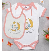 Bk Kids Sweet Dream Tasarımlı Pembe Bebek Body Zıbın Ve Mama Önlü Çok Renkli