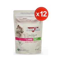 Bonacibo Kuzu Etli Jelly Pouch Kısırlaştırılmış Yetişkin Kedi Yaş Maması 12 x 85 G