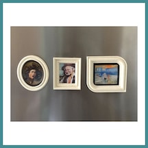Trendexa 3d Baskı 3lü Mini Tablo Çerçeve Buzdolabı Magneti Güçlü Mıknatıslı Fotoğraflık Dekoratif Set Mac