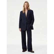 Koton Kupro Viskon Kumaş Regular Fit Cepli Pileli Geniş Paça Baggy Pantolon Lacivert 6sak40046pw Lacivert