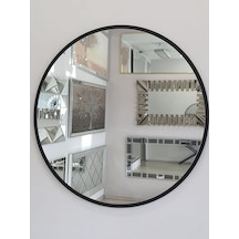 Ayna Denizi Circle Eighty Black Model Siyah Renk Metal Çerçeveli Yuvarlak Dekoratif Ayna Siyah