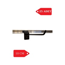 25 Adet 10 cm Kanallı Pano Kancası Raf Askısı Siyah