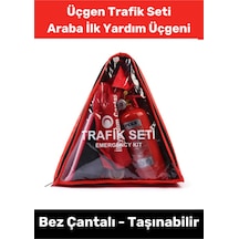 Tse Belgeli Tüvtürk Uyumlu İlk Yardım Üçgen Karayollarına Uygun Araba Bez Çantalı Üçgen Trafik Seti