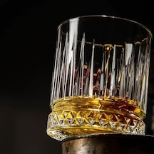 6 Lı Çizgili Kristal Cam Viski Bardağı Seti 370 Ml 12.5 Oz , Şık Ve Kalın Tabanlı Cam Bardaklar, Su Meşrubat Kokteyl Viski İçin Uygun 1
