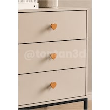 10 Adet - Tarçın Rengi Kalp Dolap Kulpu, Mobilya Kulbu - Çocuk Odası Kulp, Kalp Kulp -4 Cm - Kulp Vidası Dahildir Sarı