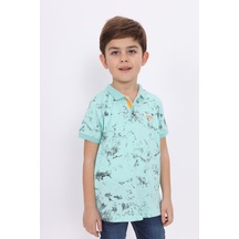 Toontoy Kids Toontoy Erkek Çocuk Desenli Tişört Mint Yeşili