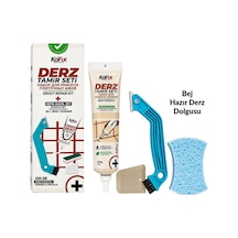 Bej 250 Gr Derz Tamir Seti Hazır Derz Dolgusu, Derz Sökme Aleti, Testere, Spatula Ve Sünger