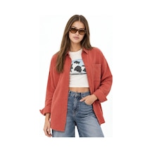 Hiccup Mixray Oversize Muslin Basic Gömlek Kırmızı