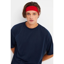 Erkek Pamuklu Penye Kaymaz Terletmez Ultra Hafif Spor Saç Bandı Bandana - Tek Ebat / Kırmızı Kırmızı