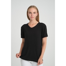 Alexandergardı Fitilli V Yaka Comfort Fit T-shirt E24-74602 001