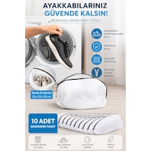 Porsima 3153 10lu Çamaşır Yıkama Filesi Fermuarlı Ayakkabı Yıkama Filesi Deforme Önleyici Torba File 23x33cm Beyaz