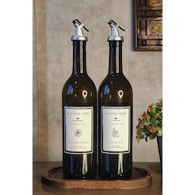 Khakma Ahşap Standlı Zeytinyağ  + Ayçiçek Yağ Şişesi 2'li Set Amber 750 ML