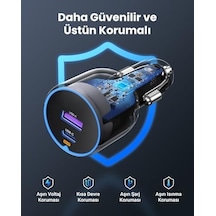 63w 2 Portlu Araç İçi Şarj Cihazı Çakmaklık Adaptörü, 35023