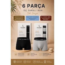 Veraura Lifestyle Erkek Likralı Pamuklu Nefes Alan Penye 6 Adet Boxer - Siyah - Gri Çok Renkli
