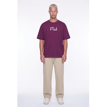 Respire Erkek Ffb Vintage Nakışlı Oversize T-shirt Vişne