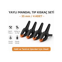 35 Mm Yaylı Mandal Tip Kıskaç İşkence Seti Plastik Gövdeli Güçlü Tutucu Mandal 4 Parça