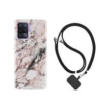 Oppo Reno 5 Lite Kılıf Boyun Askılı Colorfull Marble 2 1389 Siyah